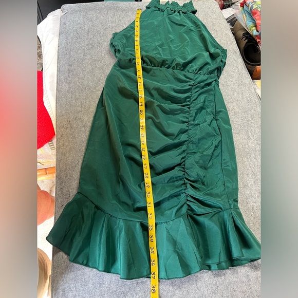 AREA STARS Forest green high neck ruched mini‎ dress size M. - Picture 16 of 16